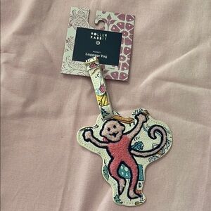 Roller Rabbit x Target Pink Monkey Kids Luggage Tag - Playful Cartoon Design